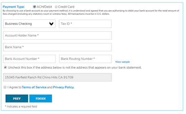 Rapid Legal Payment Type