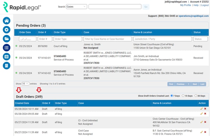 Access Saved Draft Orders step 3