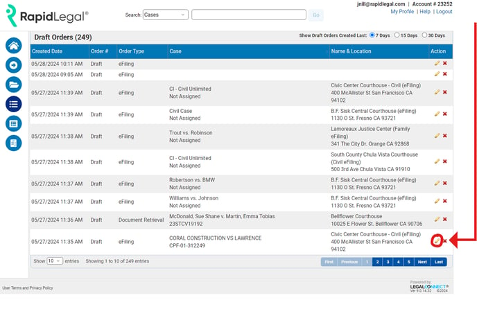 Access Saved Draft Orders step 4